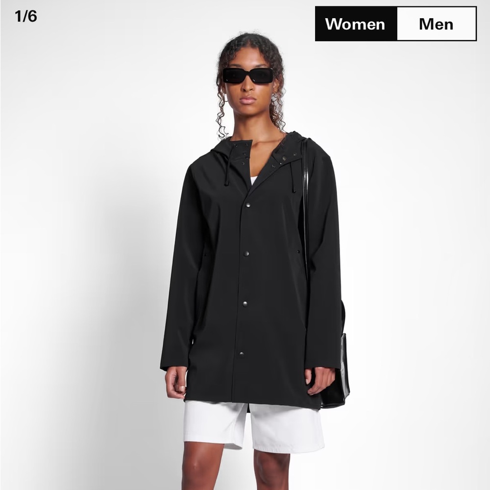 Black Hooded Stutterheim  lightweight matte Raincoat